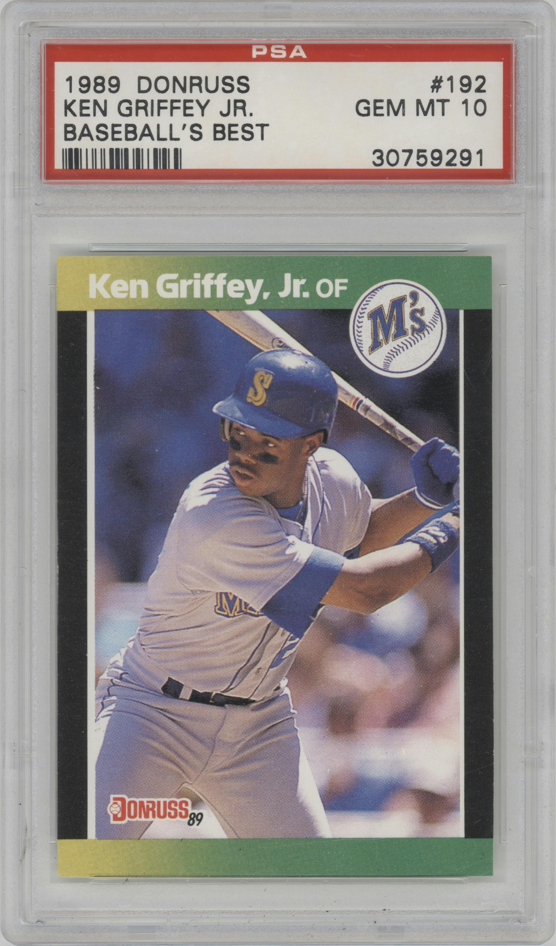 Ken Griffey Jr. from the 1989 Donruss Baseball's Best set graded by PSA and given an overall grade of 10.