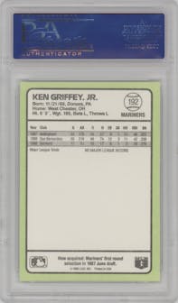 Ken Griffey Jr. from the 1989 Donruss Baseball's Best set graded by PSA and given an overall grade of 10.
