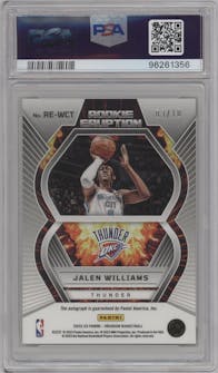 Jalen Williams from the 2022-23 Panini Obsidian set featuring a Electric Etch Yellow parallel graded by PSA and given an overall grade of 9.