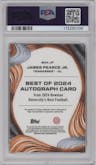 James Pearce Jr. from the 2024 Bowman University Best set featuring a Orange Refractor parallel graded by PSA and given an overall grade of 10.