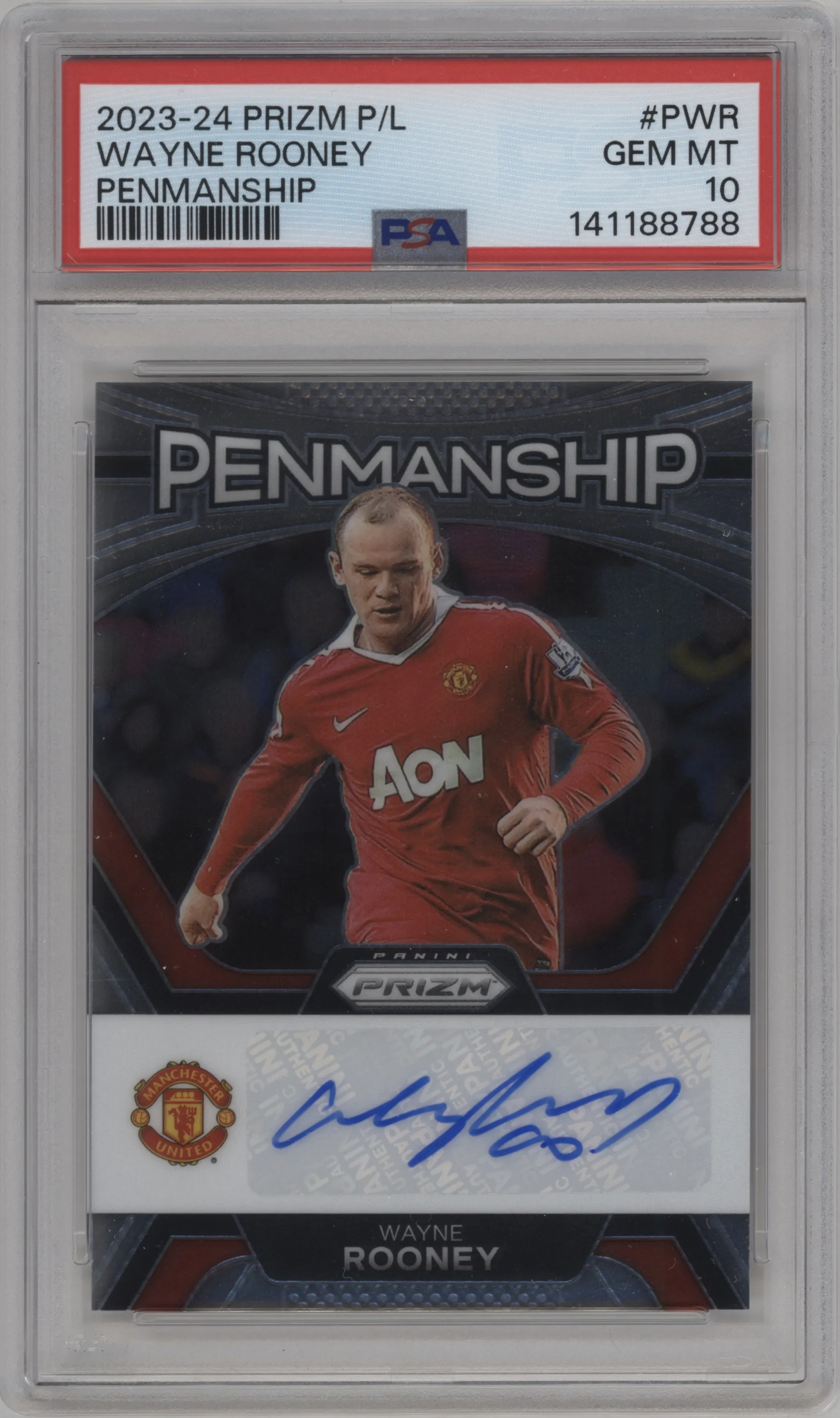 2023 Panini Prizm Premier League Penmanship Wayne Rooney #P-WR PSA 10