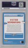 Victor Wembanyama from the 2023-24 Panini Donruss set featuring a Red parallel graded by PSA and given an overall grade of 9.