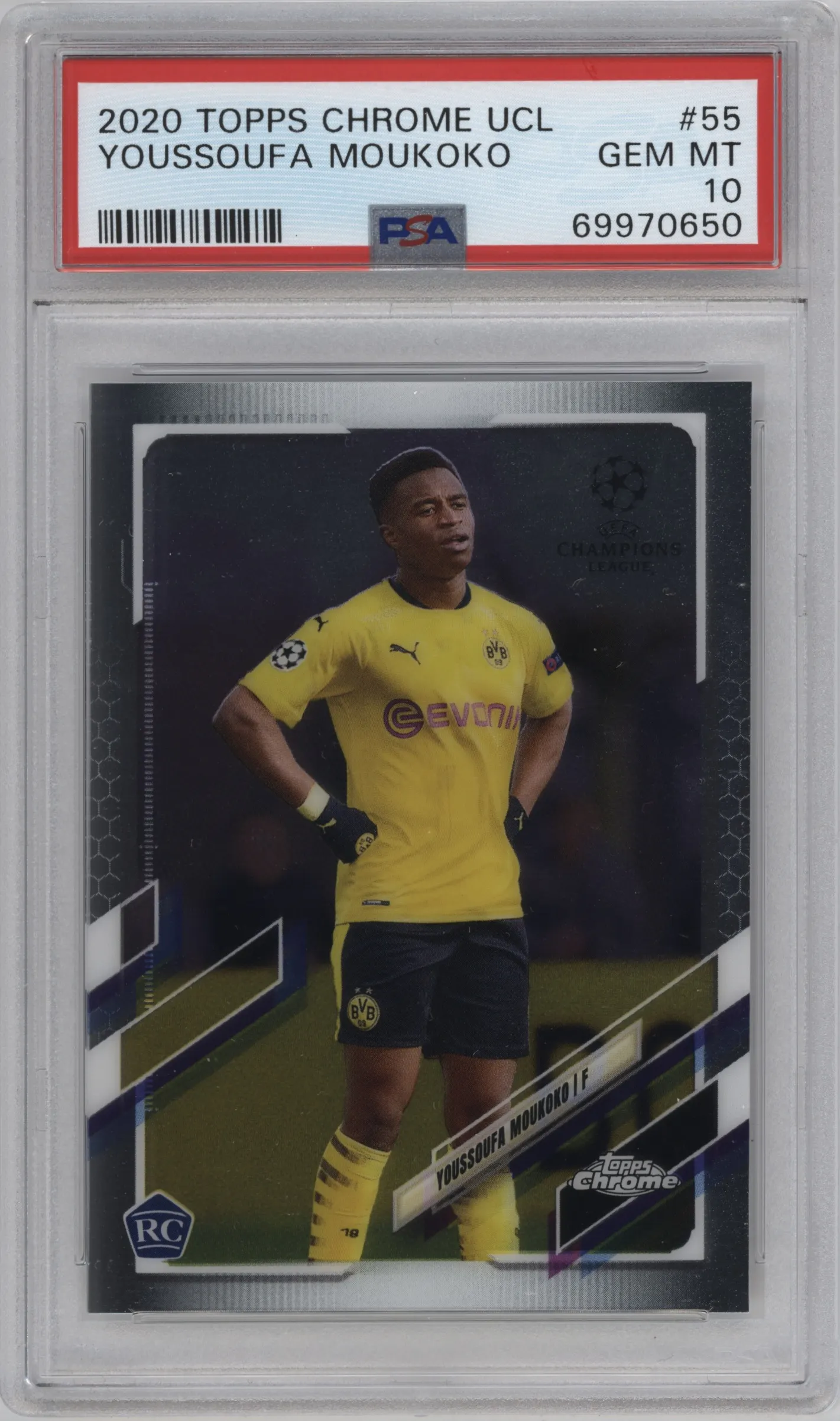 2020 Topps Chrome UEFA Champions League Youssoufa Moukoko #55 PSA 10