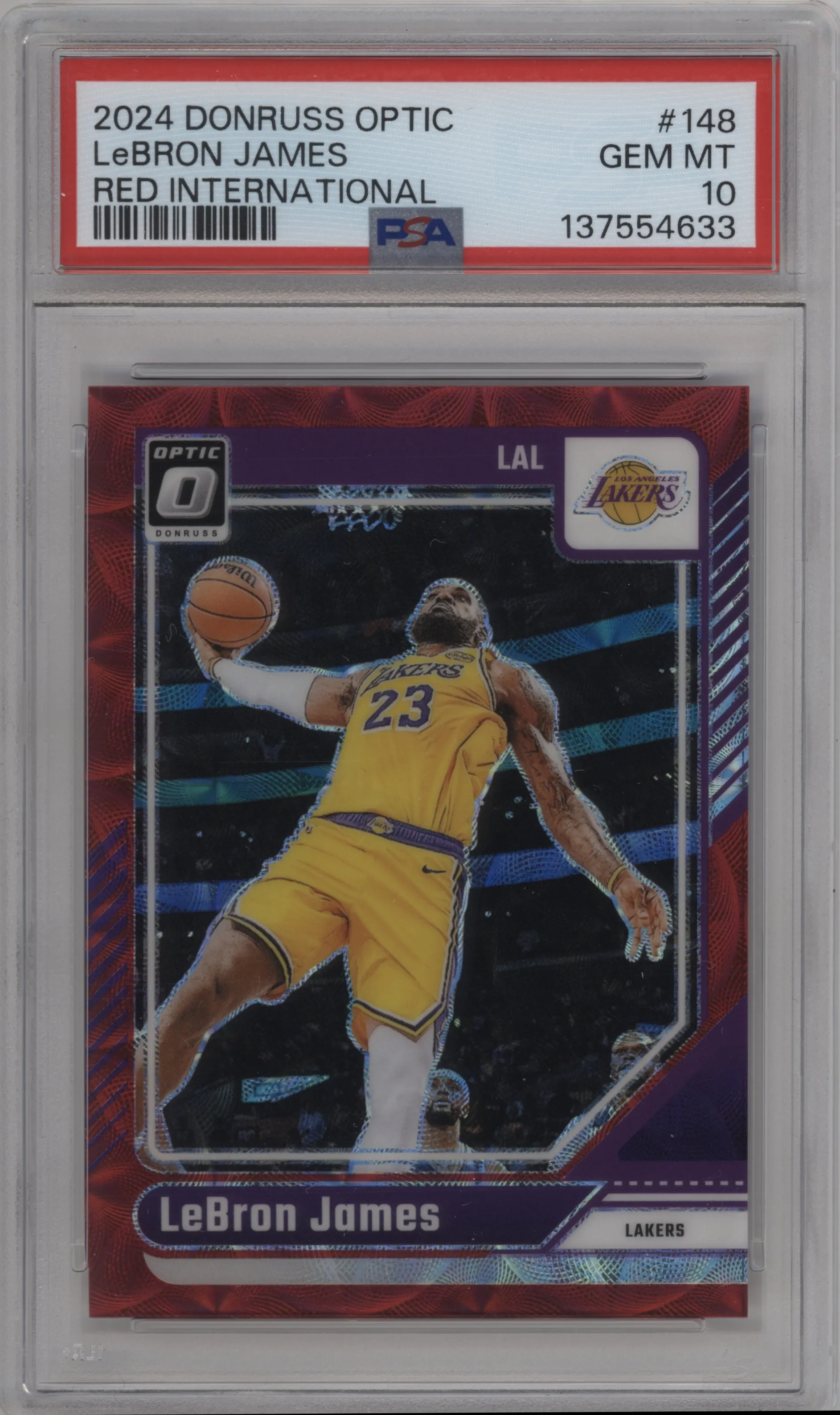 2024 Donruss Optic LeBron James Red International #148 PSA 10