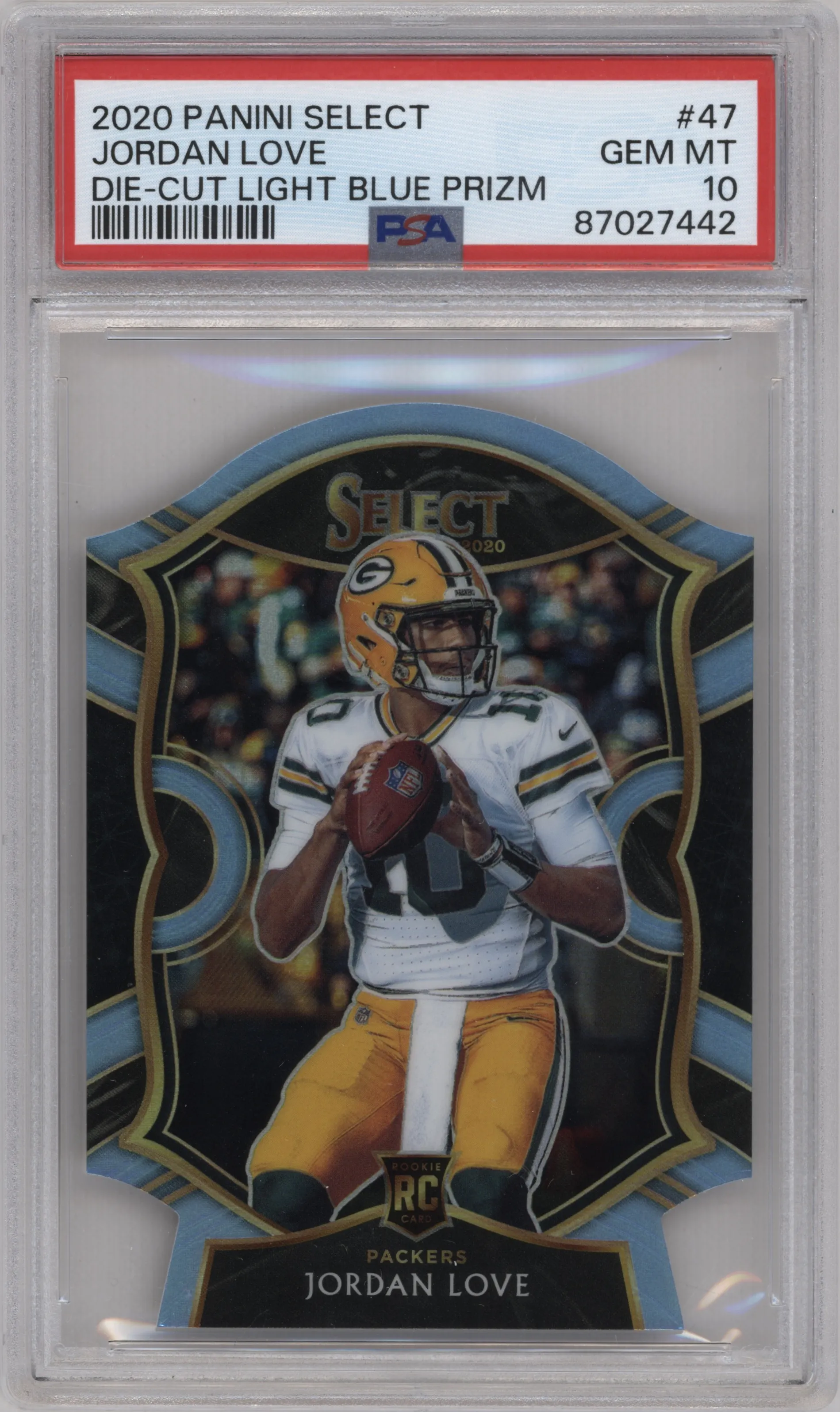 2020 Panini Select Jordan Love Die-Cut Light Blue #47 PSA 10