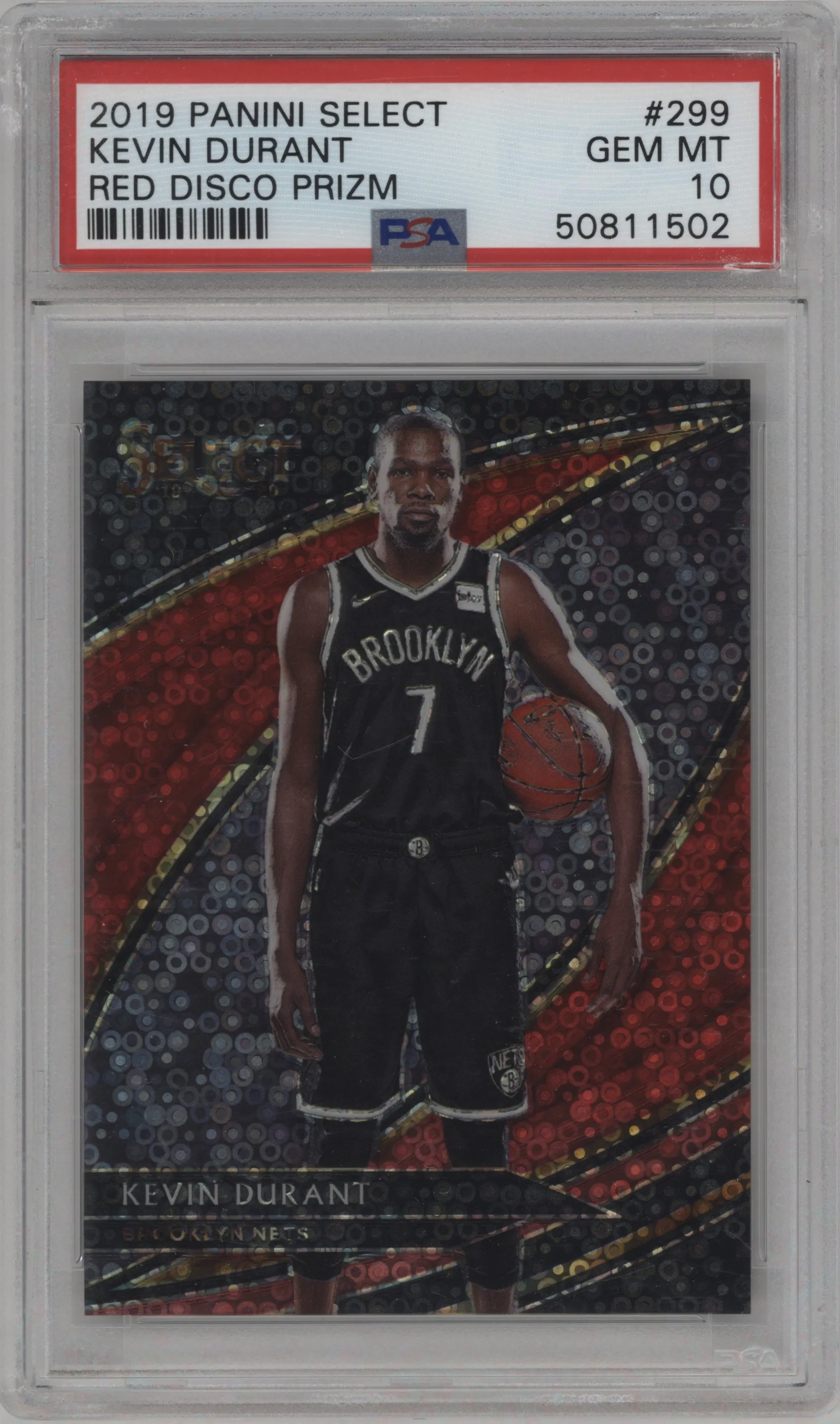 2019 Panini Select Courtside Kevin Durant Disco Red #299 PSA 10