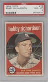 Bobby Richardson from the 1959 Topps set graded by PSA and given an overall grade of 8.