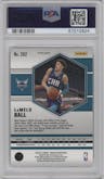 LaMelo Ball from the 2020-21 Panini Mosaic set featuring a Fast Break Silver parallel graded by PSA and given an overall grade of 10.