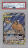 Raichu & Alolan Raichu GX from the 2019 Pokemon S&M  set graded by PSA and given an overall grade of 10.
