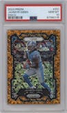 Jahmyr Gibbs from the 2023 Panini Prizm set featuring a Disco parallel graded by PSA and given an overall grade of 10.