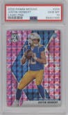 Justin Herbert from the 2020 Panini Mosaic set featuring a Pink Camo parallel graded by PSA and given an overall grade of 10.