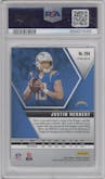 Justin Herbert from the 2020 Panini Mosaic set featuring a Pink Camo parallel graded by PSA and given an overall grade of 10.