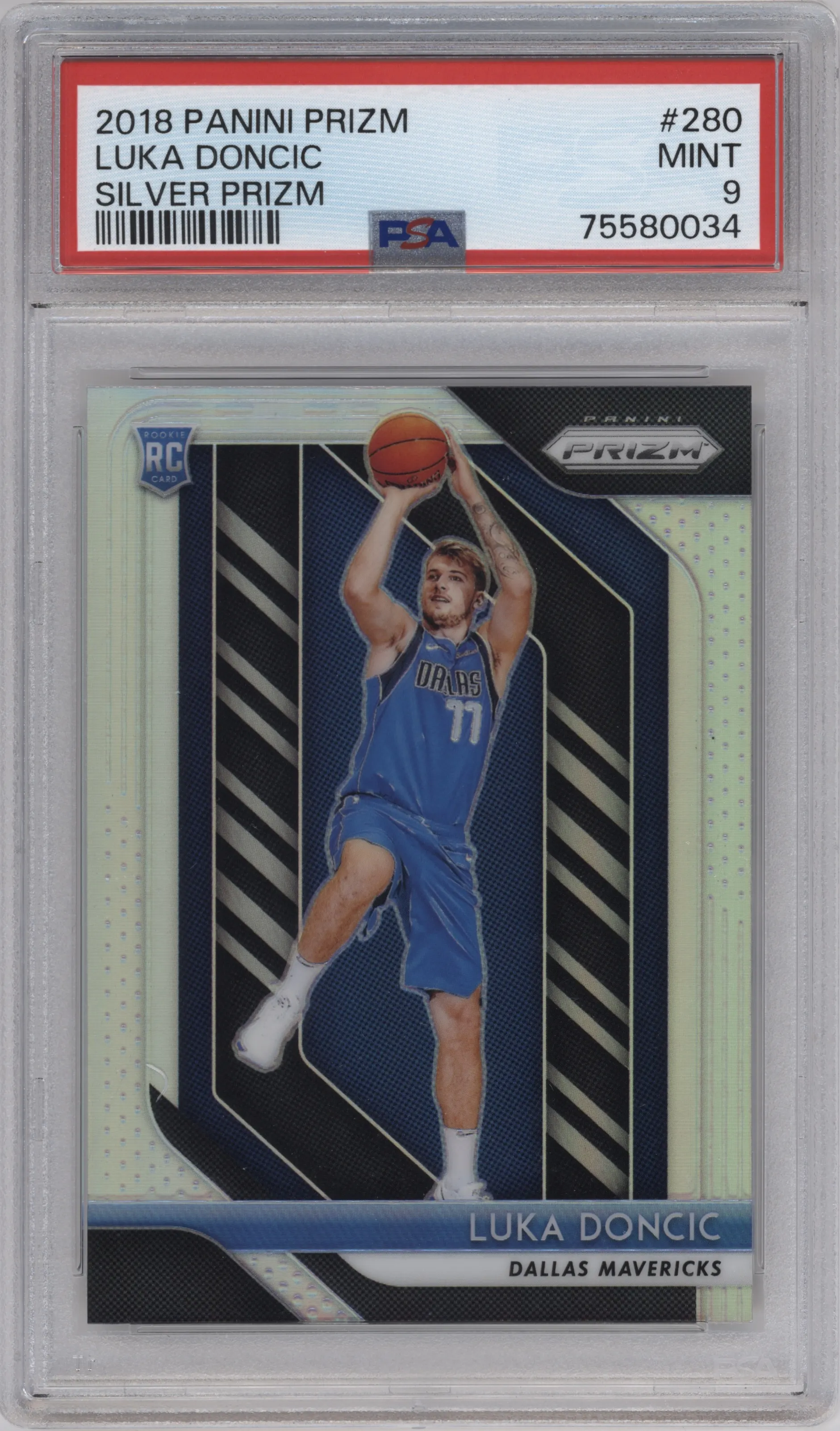2018 Panini Prizm Luka Doncic Silver Prizm #280 PSA 9
