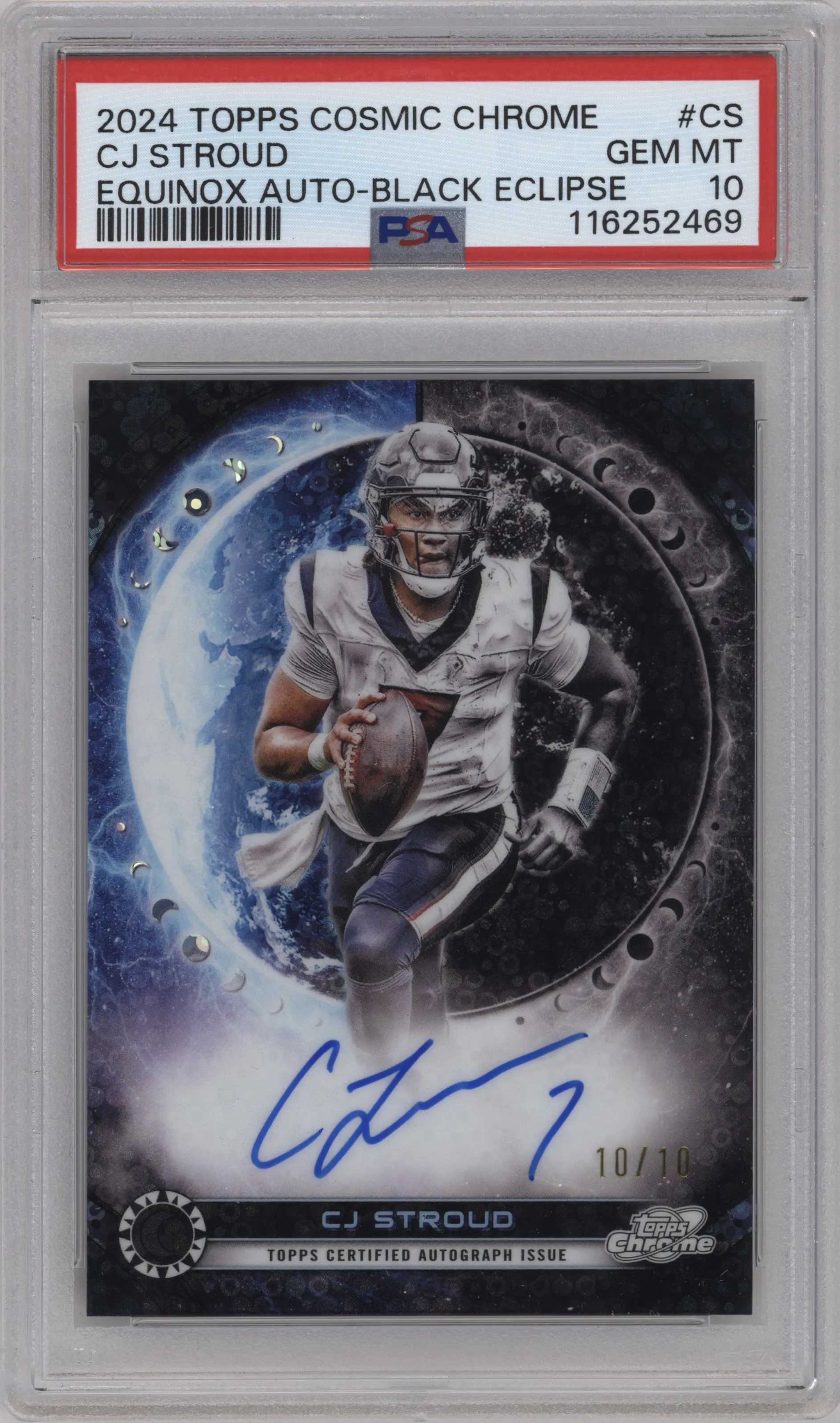 2024 Topps Cosmic Chrome Equinox Auto CJ Stroud Black Eclipse Refractor #EQA-CS PSA 10
