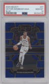 Victor Wembanyama from the 2023-24 Panini Select  set featuring a Blue Retail parallel graded by PSA and given an overall grade of 10.