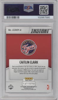 Caitlin Clark from the 2024-25 Panini Instant WNBA set graded by PSA and given an overall grade of 10.