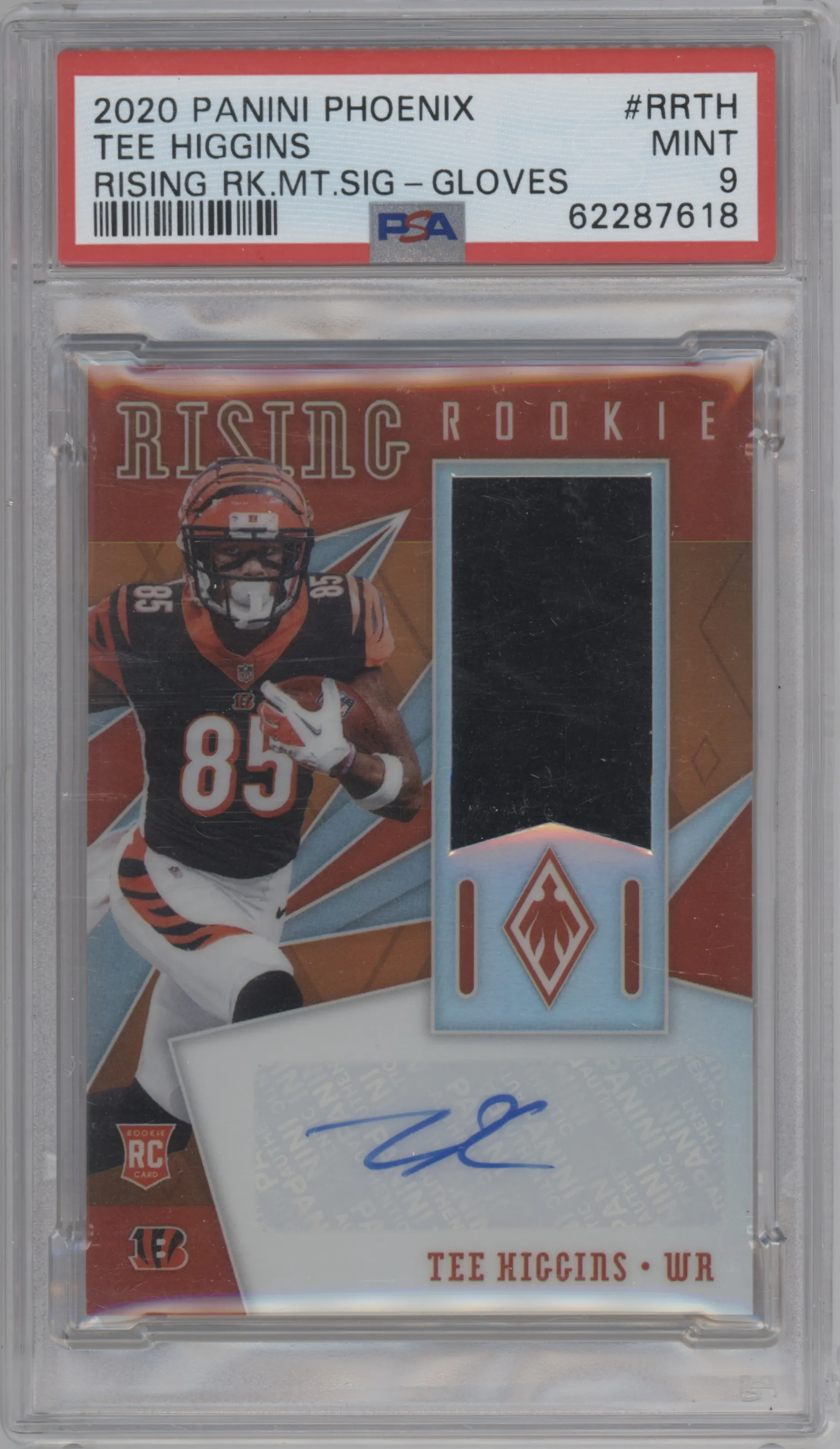 2020 Panini Phoenix Rising Rke.Mat.Sig. Tee Higgins Gloves PSA 9