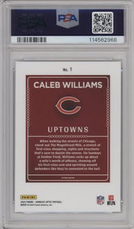 Caleb Williams from the 2024 Donruss Optic set graded by PSA and given an overall grade of 9.