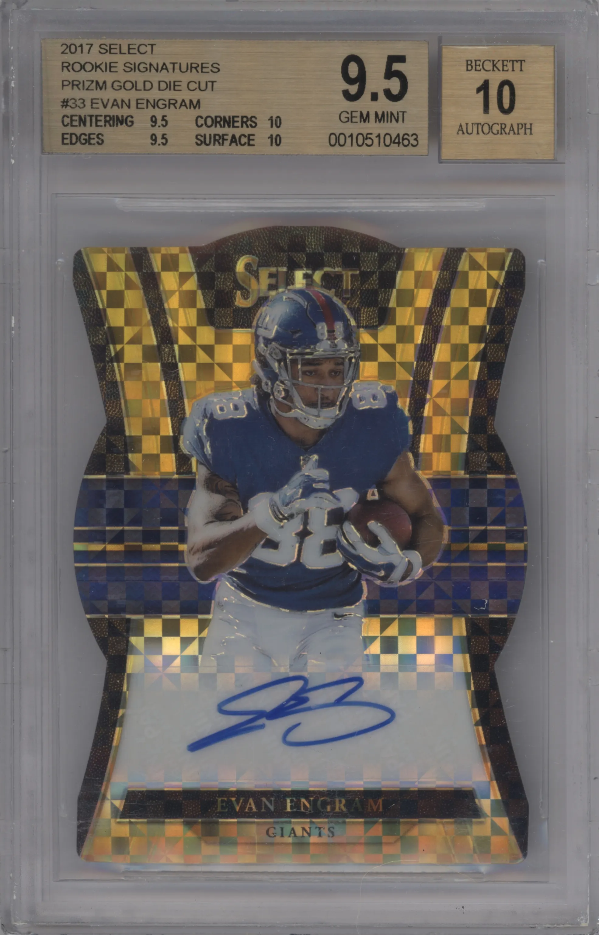 2017 Panini Select Rke.Sig. Evan Engram Die-Cut Gold #RS-EE BGS 9.5