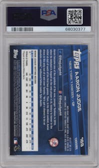 Aaron Judge from the 2017 Topps Chrome set graded by PSA and given an overall grade of 10.