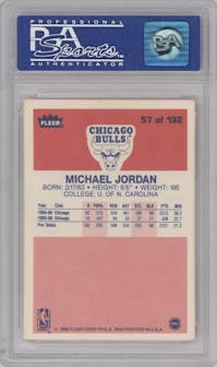 Michael Jordan from the 1986-87 Fleer set graded by PSA and given an overall grade of 6.