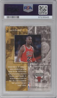 Michael Jordan from the 1996-97 Fleer Ultra set graded by PSA and given an overall grade of 9.