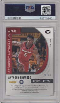 Anthony Edwards from the 2020-21 Panini Prizm Draft Picks set featuring a Choice Red Prizm parallel graded by PSA and given an overall grade of 10.