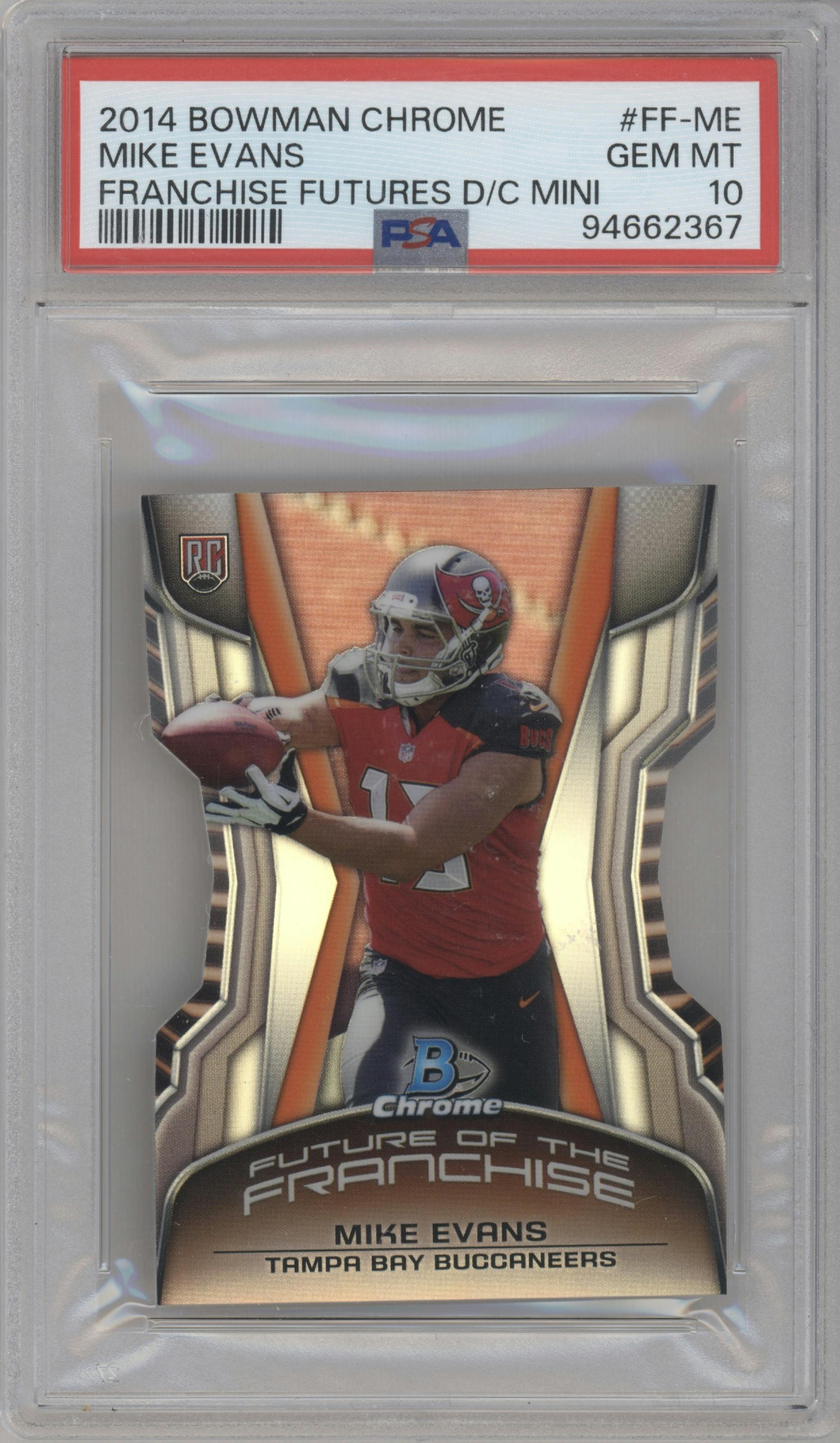 Mike Evans  from the 2014 Bowman Chrome set graded by PSA and given an overall grade of 10.