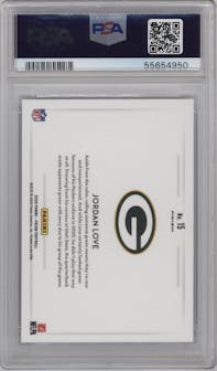 Jordan Love from the 2020 Panini Prizm set graded by PSA and given an overall grade of 10.