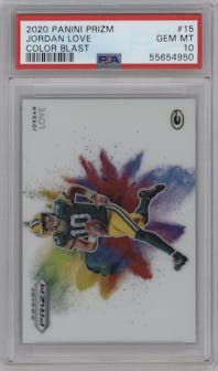 Jordan Love from the 2020 Panini Prizm set graded by PSA and given an overall grade of 10.