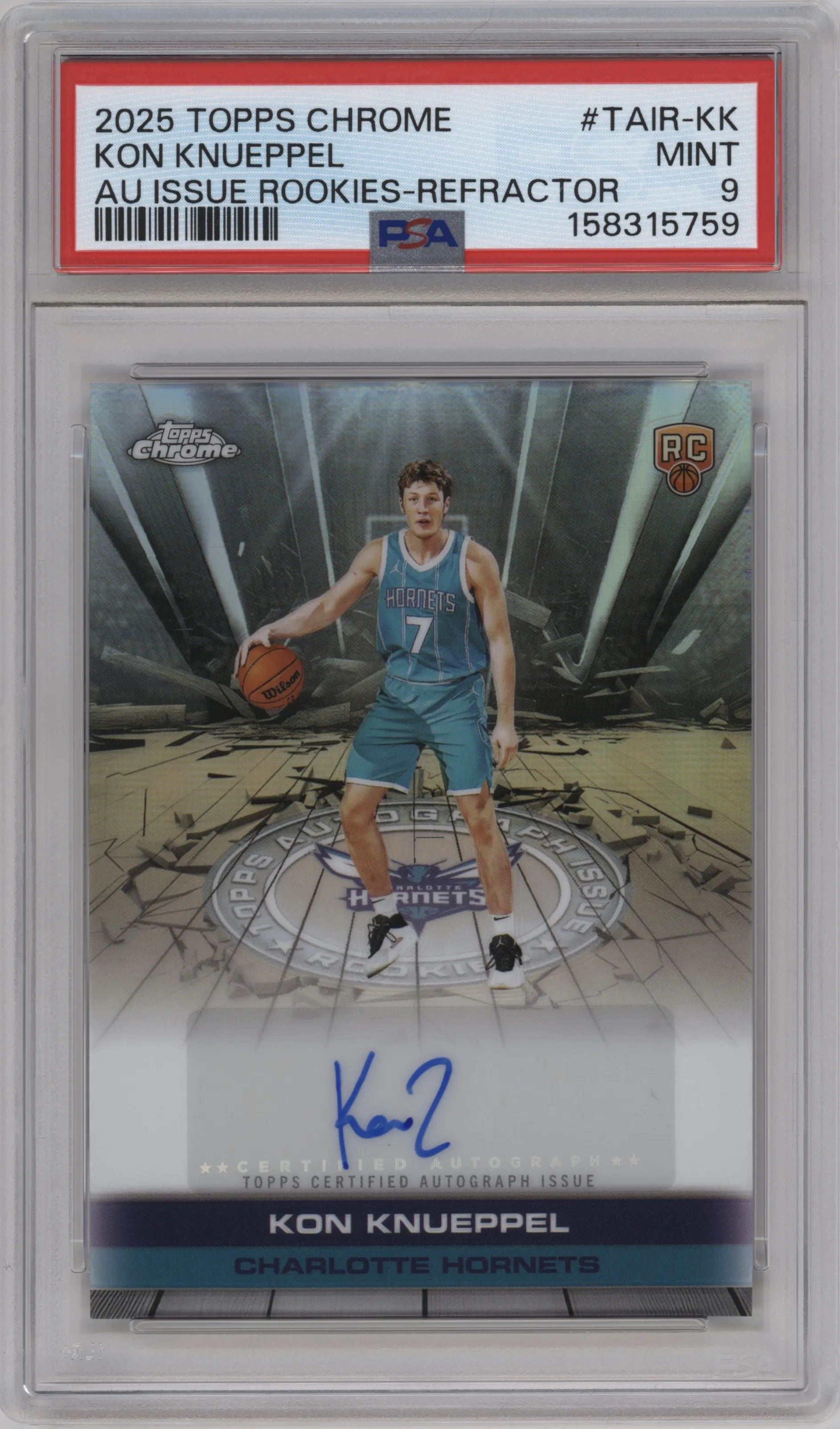 2025 Topps Chrome Autograph Issue Kon Knueppel Refractor #TAIR-KK PSA 9