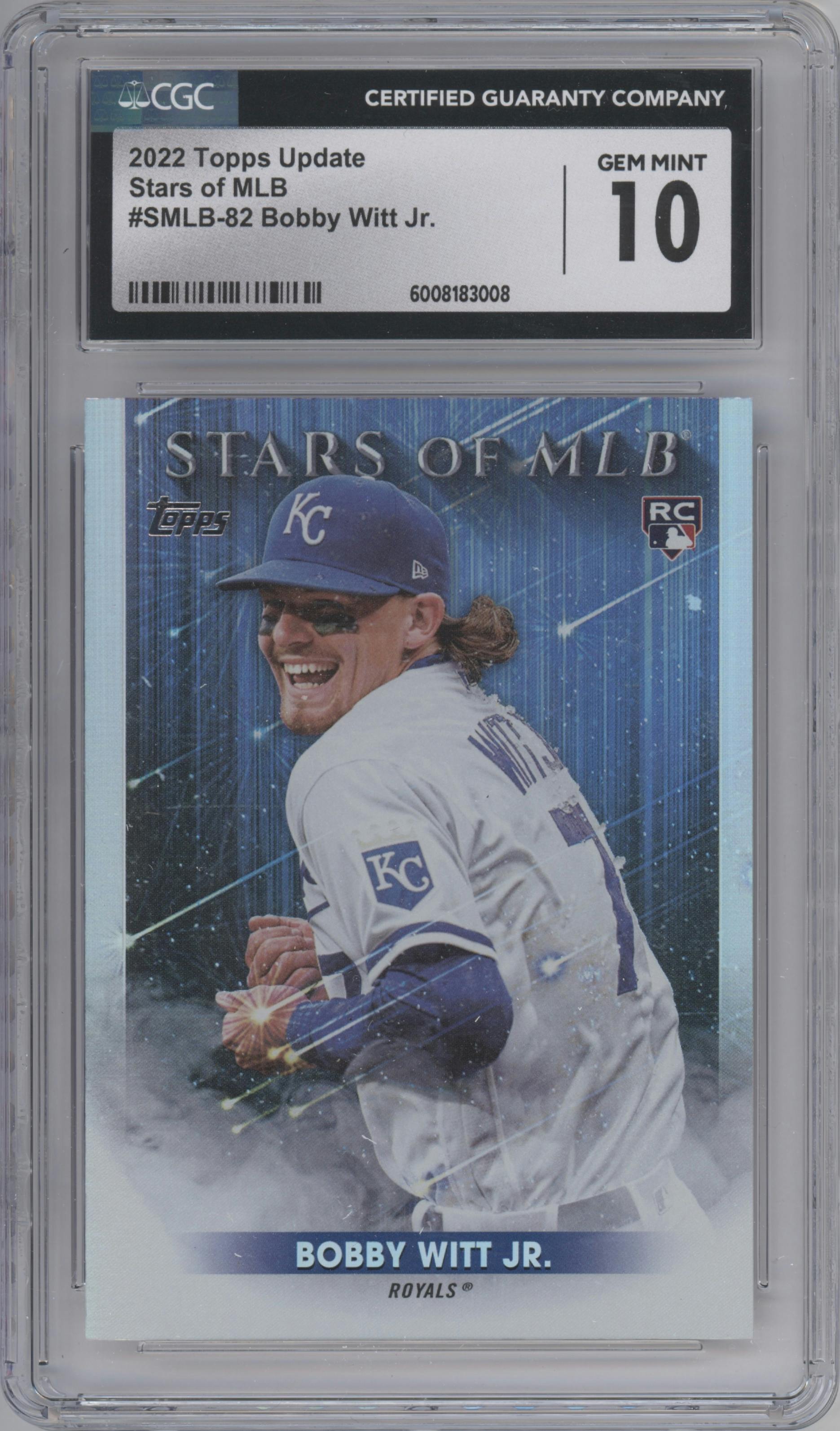 Bobby Witt Jr. from the 2022 Topps Update  set graded by CSG and given an overall grade of 10.