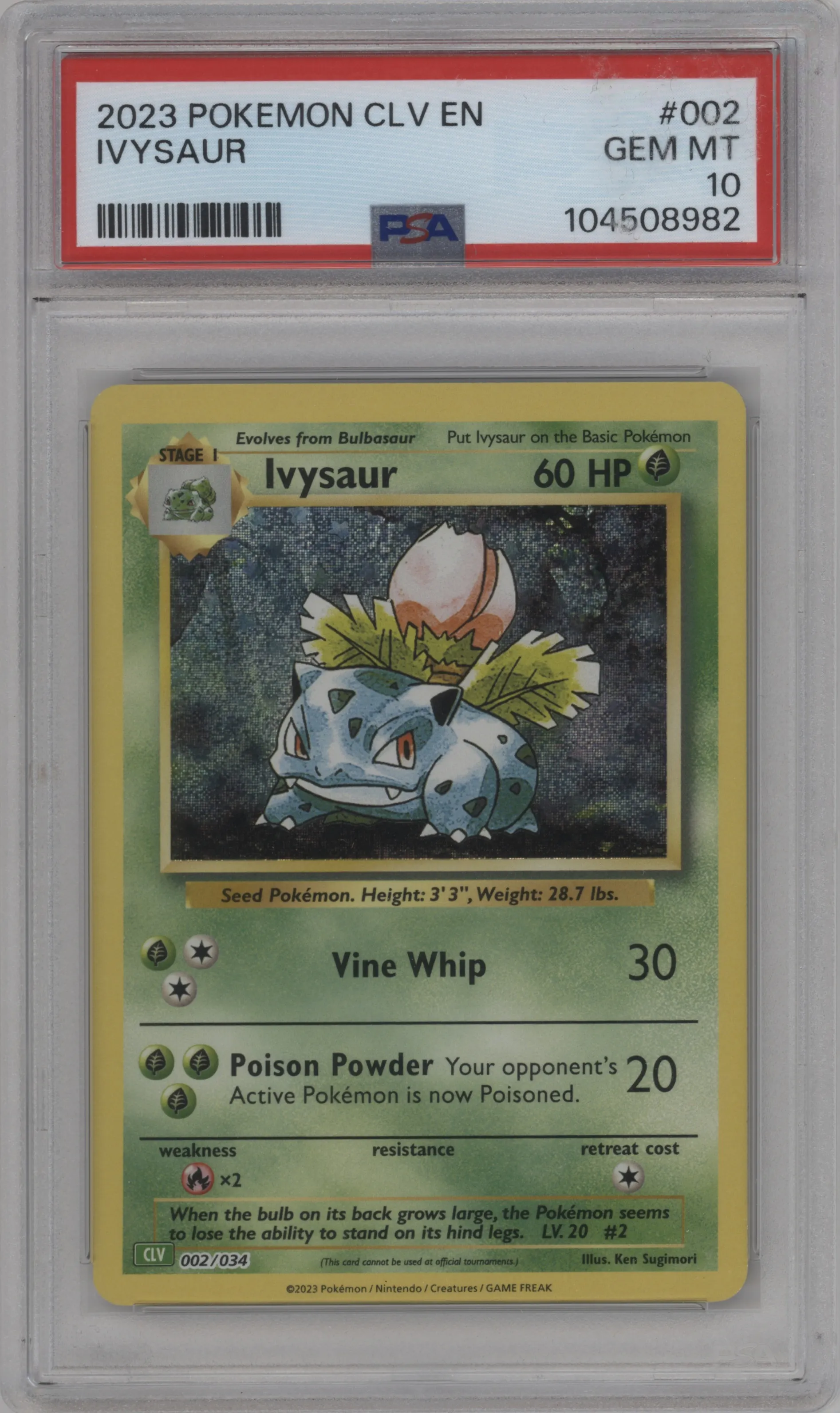 2023 Pokemon CLV Ivysaur #002 PSA 10