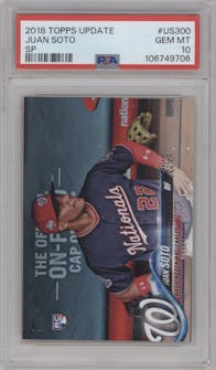 Juan Soto from the 2018 Topps Update set graded by PSA and given an overall grade of 10.