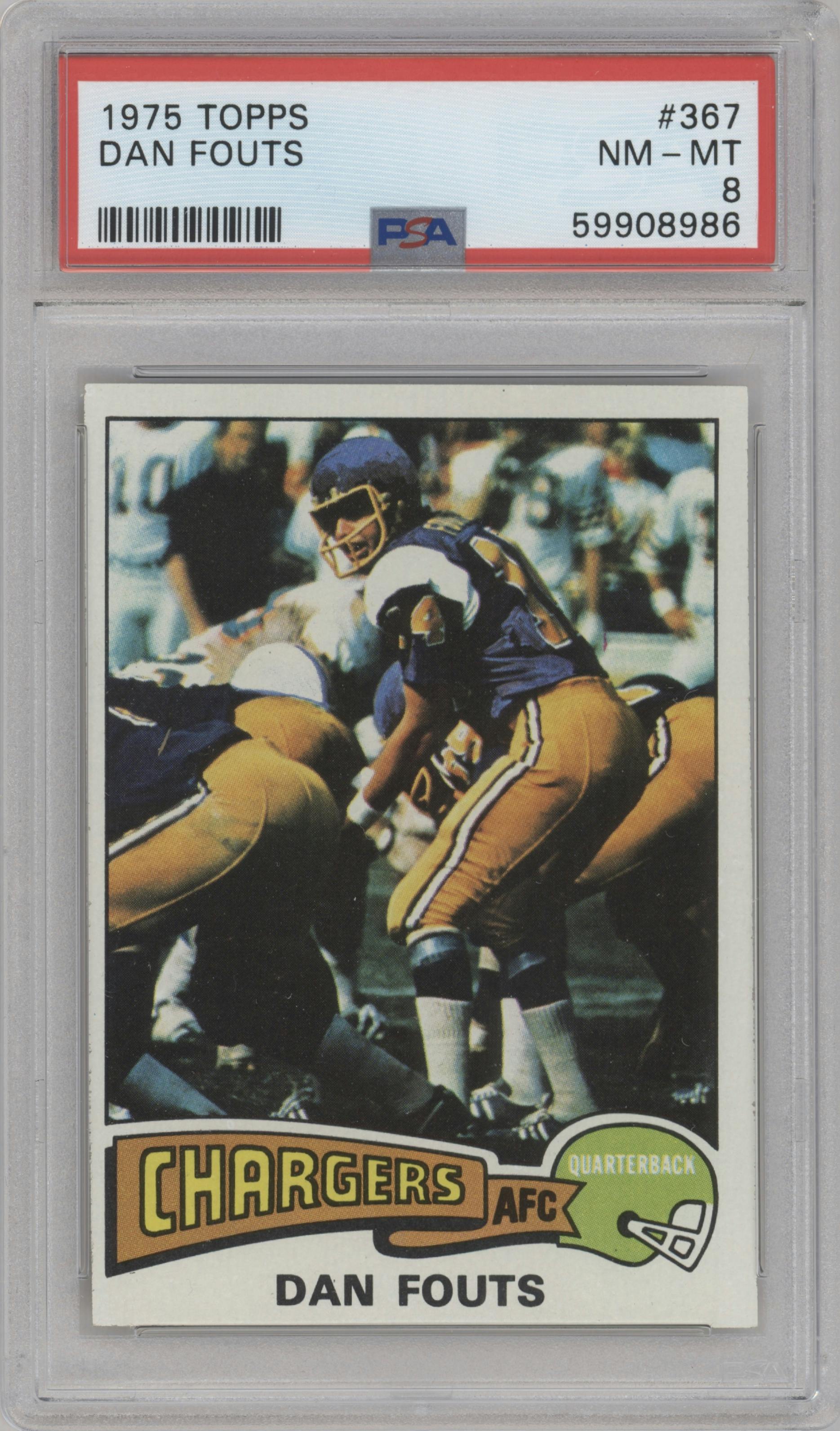 Dan Fouts from the 1975 Topps  set graded by PSA and given an overall grade of 8.