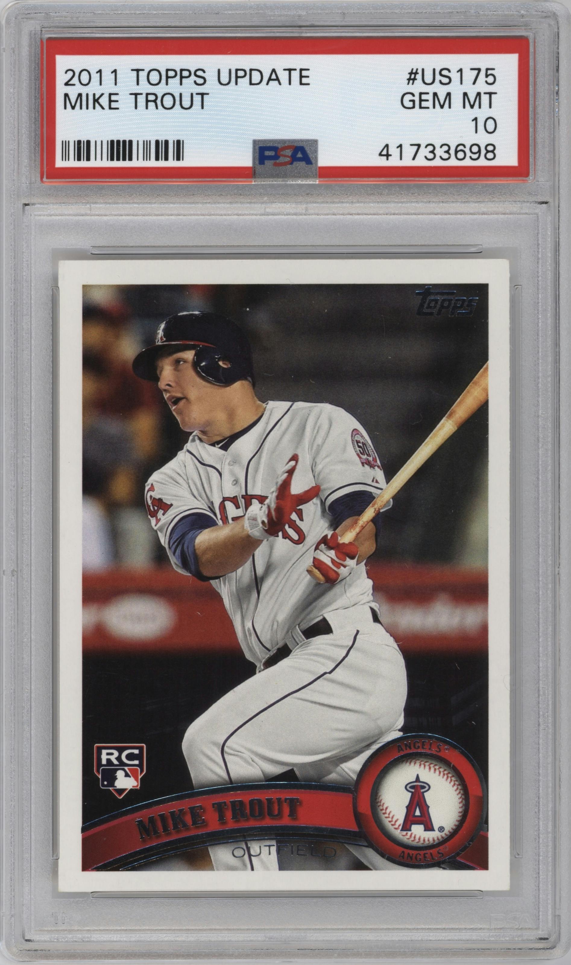 Mike Trout  from the 2011 Topps Update set graded by PSA and given an overall grade of 10.