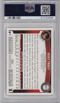 Mike Trout from the 2011 Topps Update set graded by PSA and given an overall grade of 10.