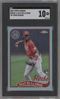 Elly De La Cruz from the 2024 Topps Chrome set graded by SGC and given an overall grade of 10.