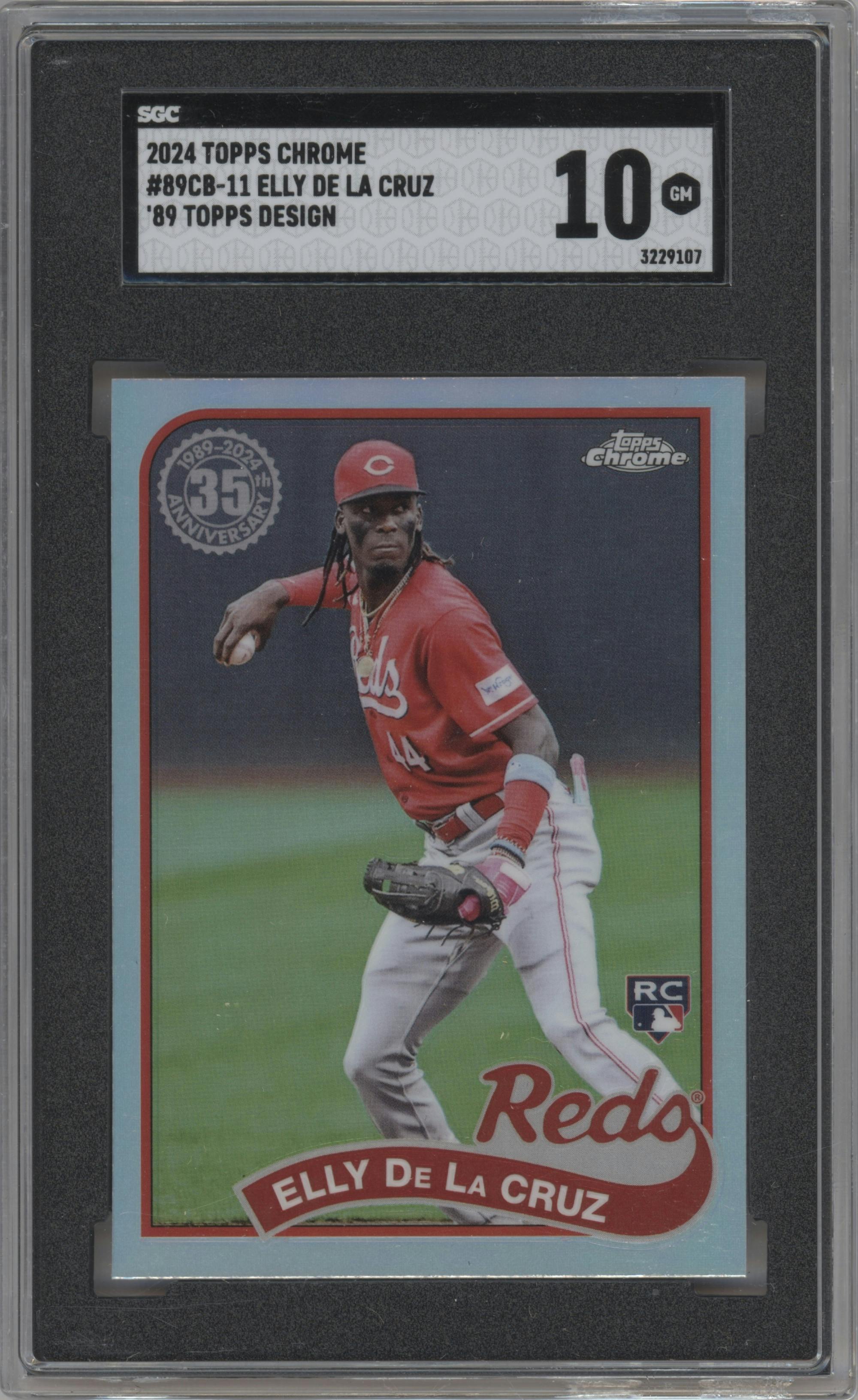 Elly De La Cruz from the 2024 Topps Chrome set graded by SGC and given an overall grade of 10.