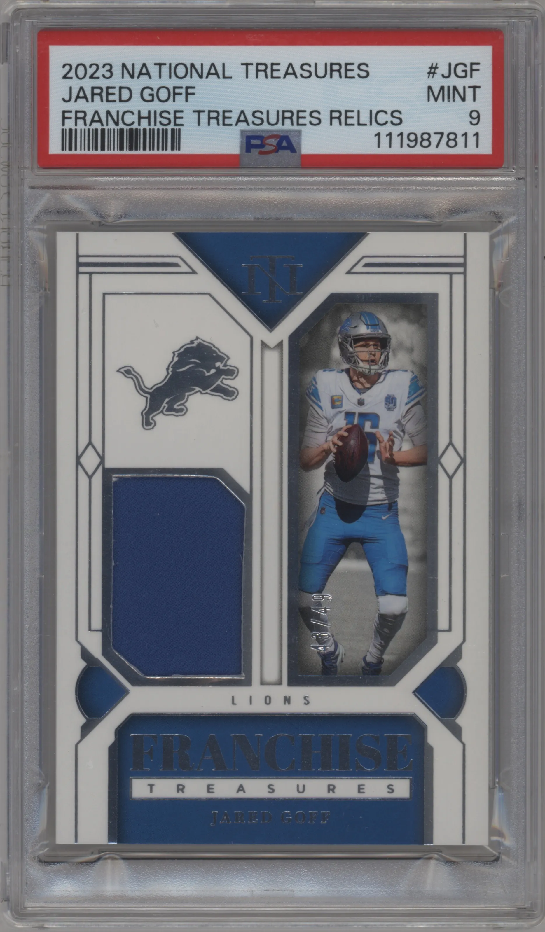 2023 Panini National Treasures Fran.Treasures Jared Goff #FTR-JGF PSA 9
