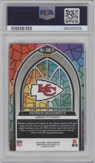 Patrick Mahomes II from the 2022 Panini Mosaic set graded by PSA and given an overall grade of 10.