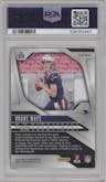 Drake Maye from the 2024 Panini Prizm set featuring a Red White Blue Prizm parallel graded by PSA and given an overall grade of 10.