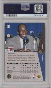 Michael Jordan from the 1994-95 SP set featuring a Red parallel graded by PSA and given an overall grade of 7.