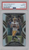 Jordan Love from the 2020 Panini Select set featuring a Silver Prizm parallel graded by PSA and given an overall grade of 10.