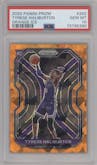 Tyrese Haliburton from the 2020-21 Panini Prizm set featuring a Orange Ice parallel graded by PSA and given an overall grade of 10.