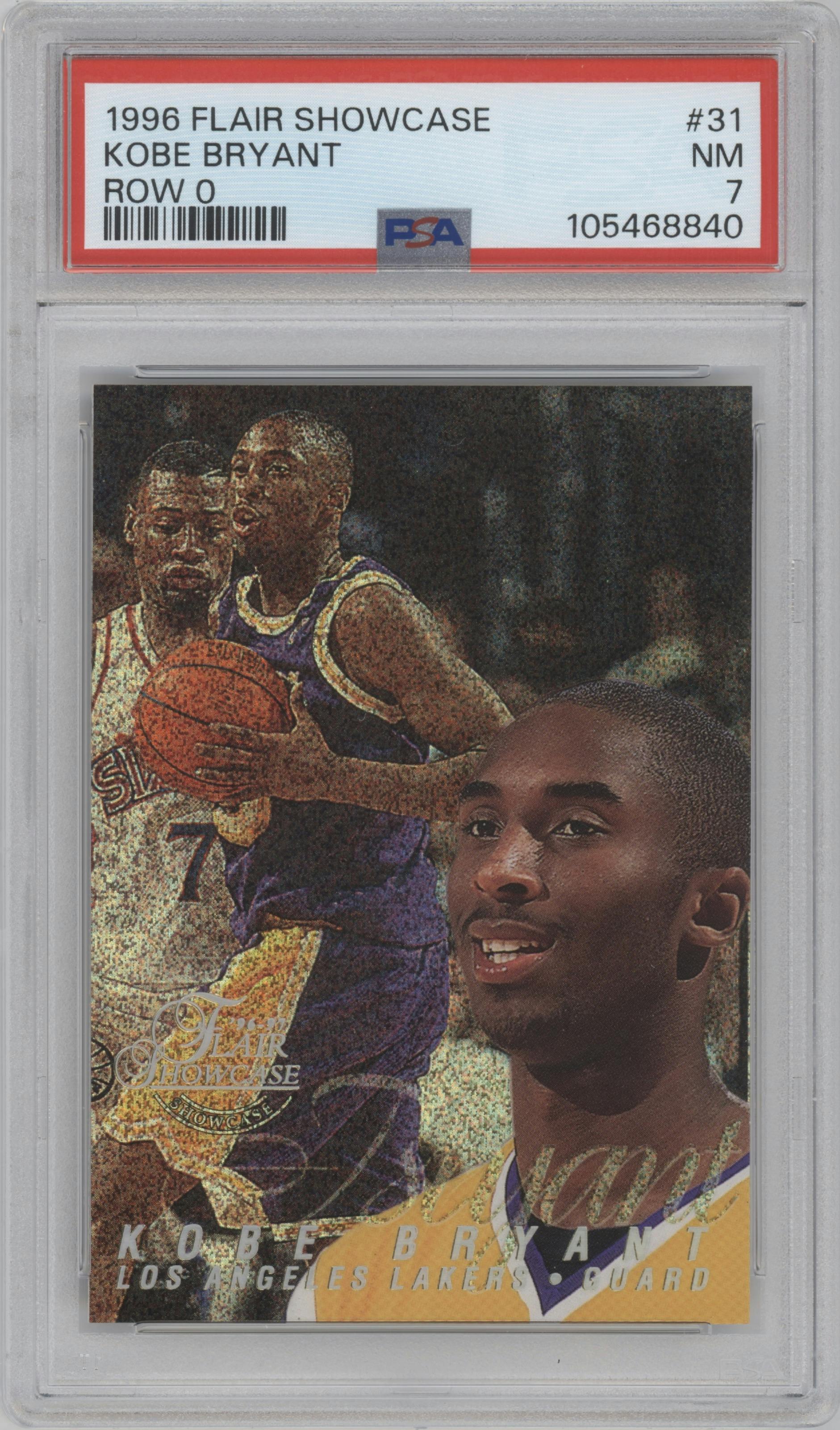 Kobe Bryant from the 1996-97 Flair Showcase  set graded by PSA and given an overall grade of 7.