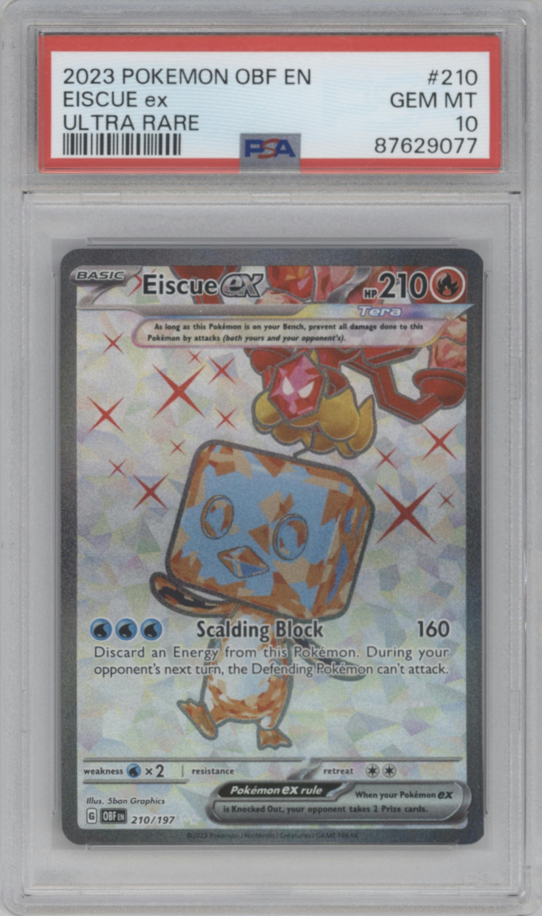 Eiscue ex from the 2023 Pokemon SV set graded by PSA and given an overall grade of 10.