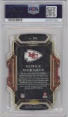 Patrick Mahomes II  from the 2021 Panini Select set featuring a Die-Cut Black/Gold
 parallel graded by PSA and given an overall grade of 10.