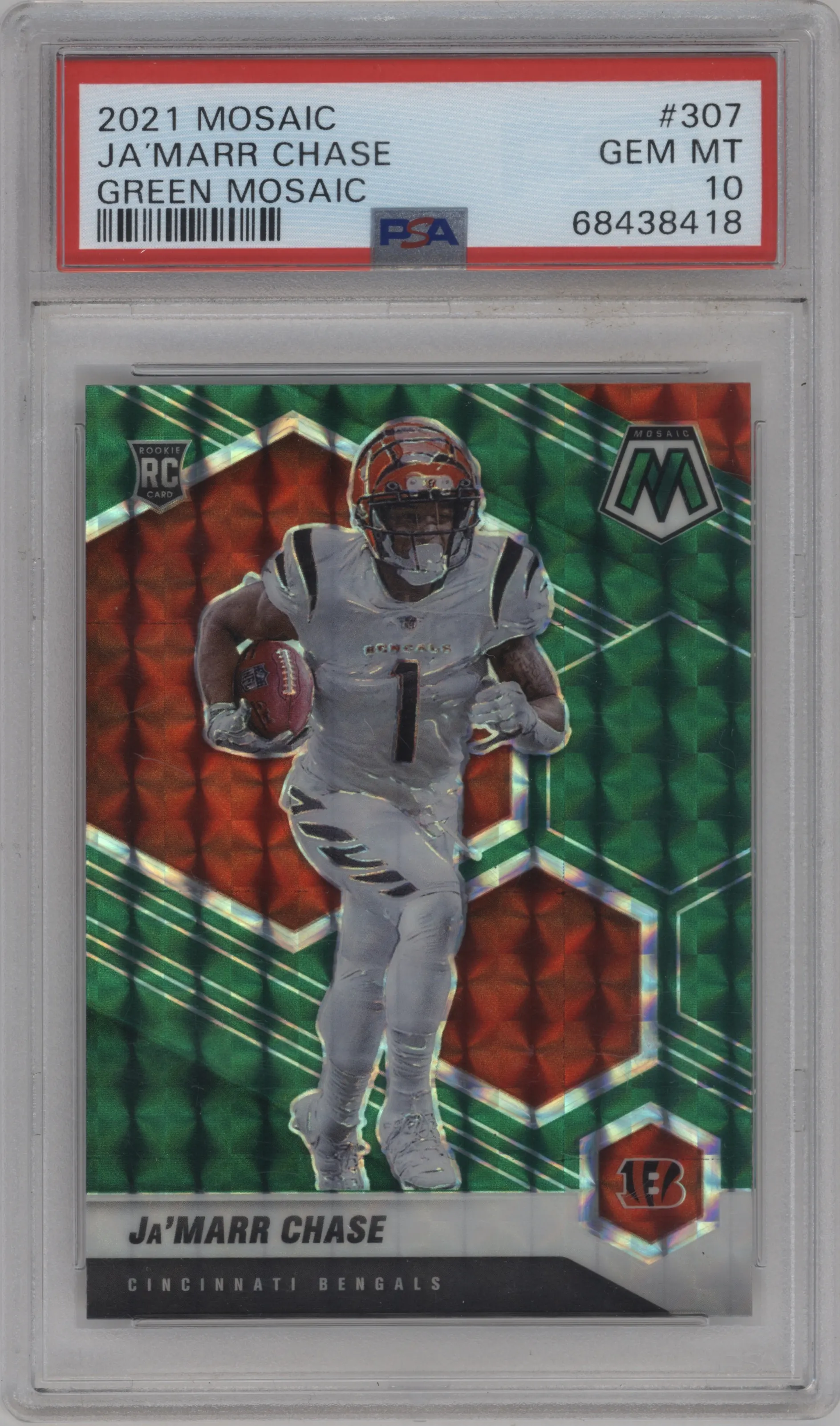 2021 Panini Mosaic Ja'Marr Chase Green Mosaic #307 PSA 10