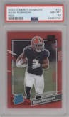 Bijan Robinson from the 2023 Clearly Donruss set featuring a Red parallel graded by PSA and given an overall grade of 10.